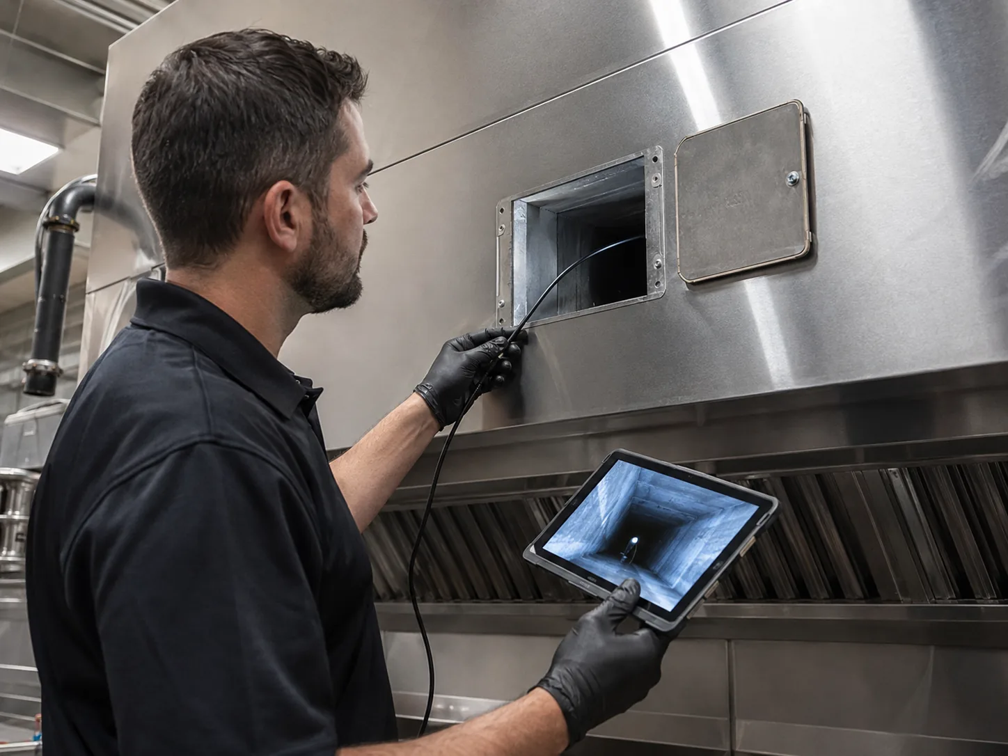 Camera inspection of duct condition and access