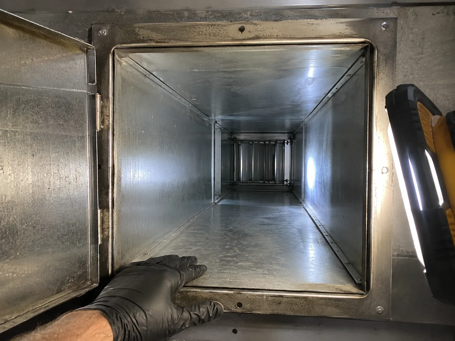 Cleaned accessible duct interior